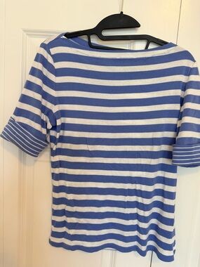 Ralph Lauren Blue and White Striped Knit Top